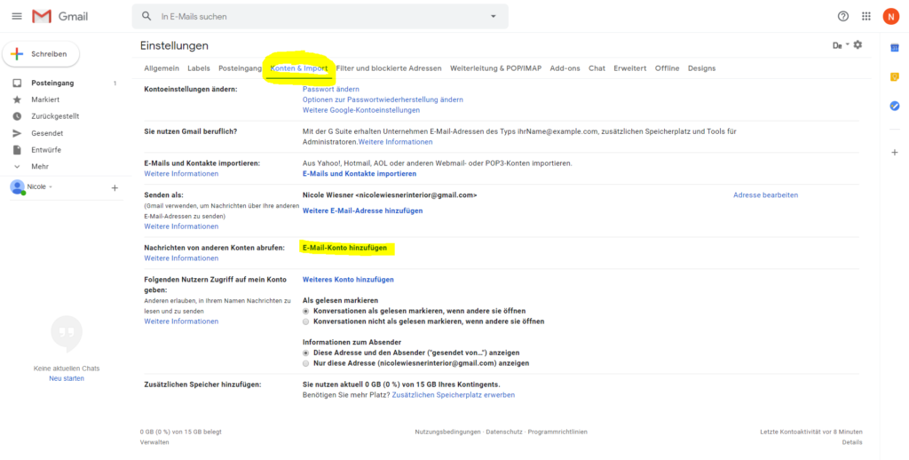 Konfigurieren Sie den Abruf von externen Mail-Konten in Gmail.