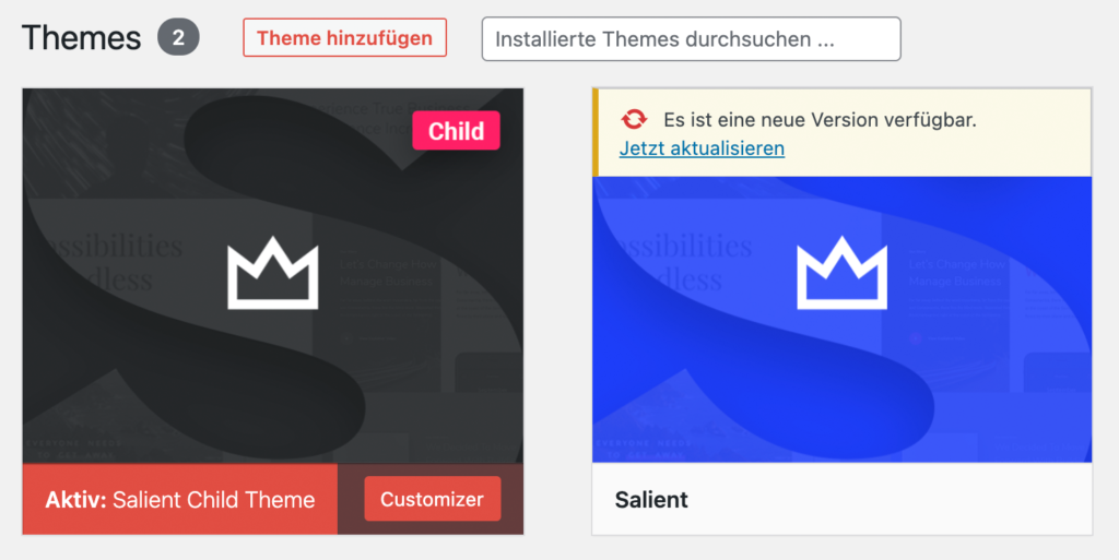 Site-Management umfasst auch die Aktualisierung von Themes und Plug-ins.